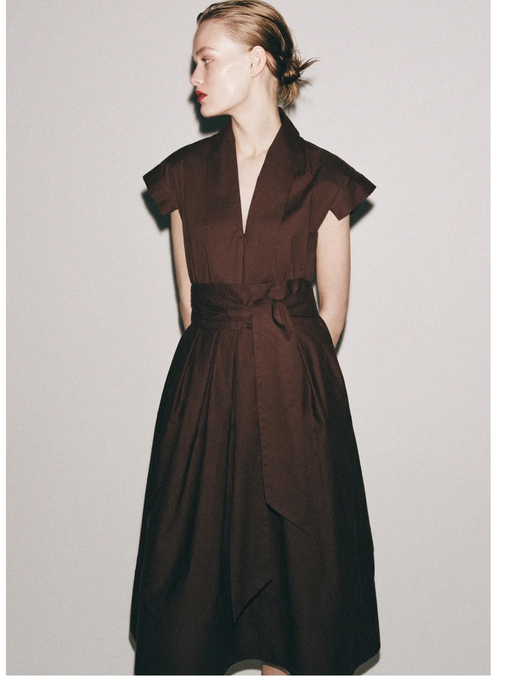 ZARA ZW COLLECTION PLEATED POPLIN DRESS